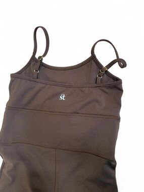 Strut This Chocolate Brown Athletic Jumpsuit with Adjustable Straps Size Small